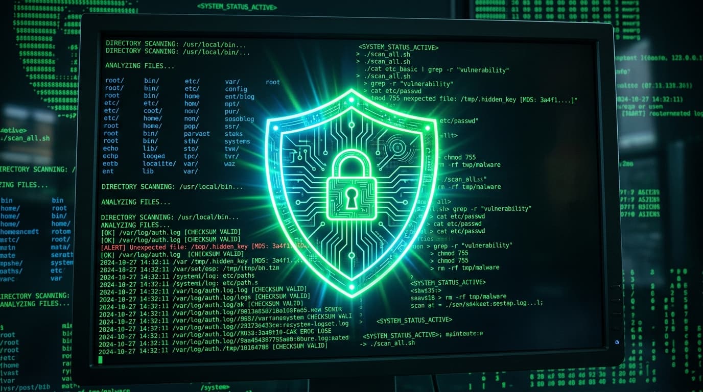 A command terminal overlay with cryptographic code scans running under an active Llama AI shield.