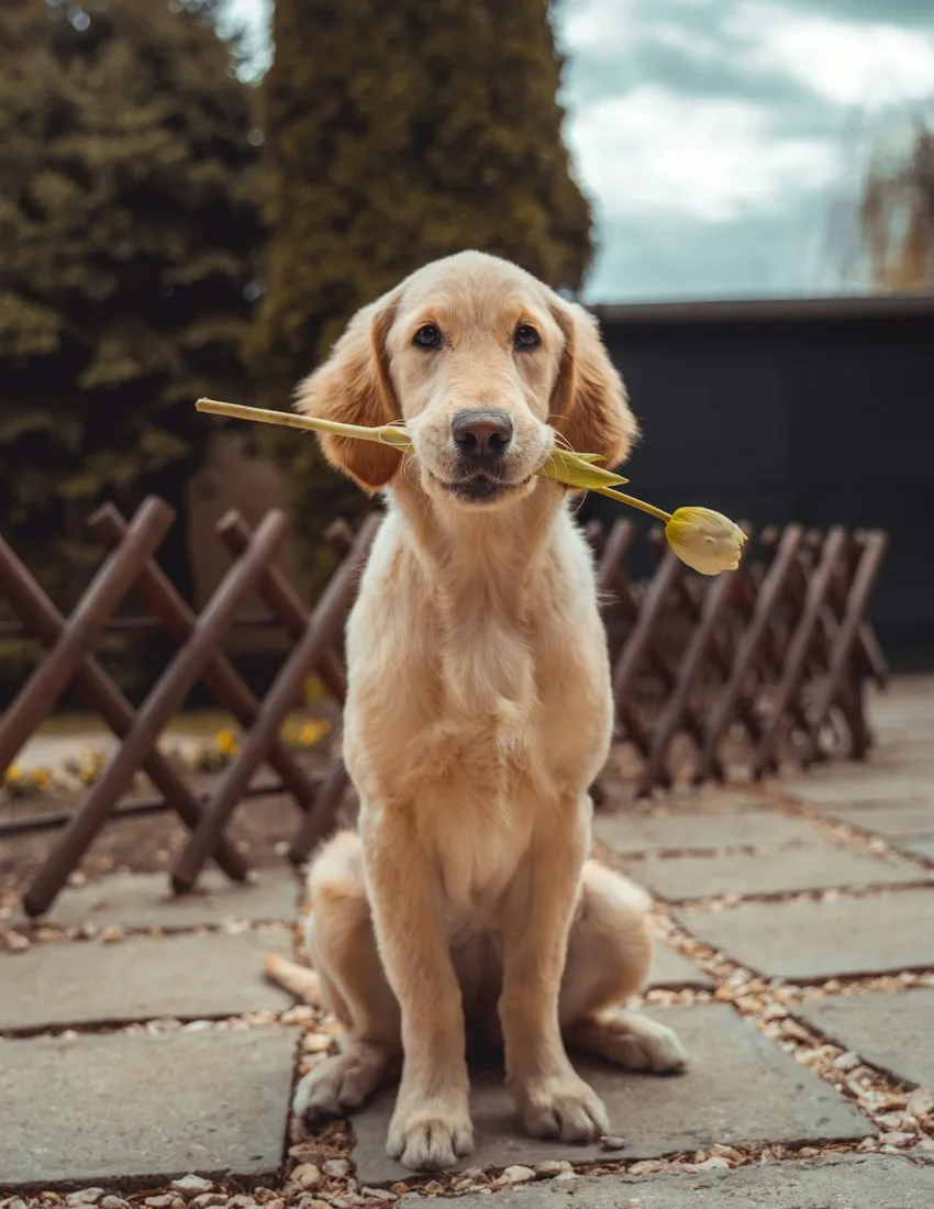 A golden retriever enjoying time outdoors