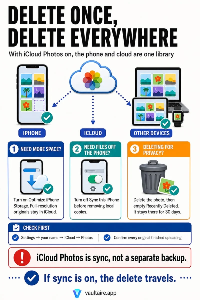 How iCloud Photos sync works when deleting photos on iPhone