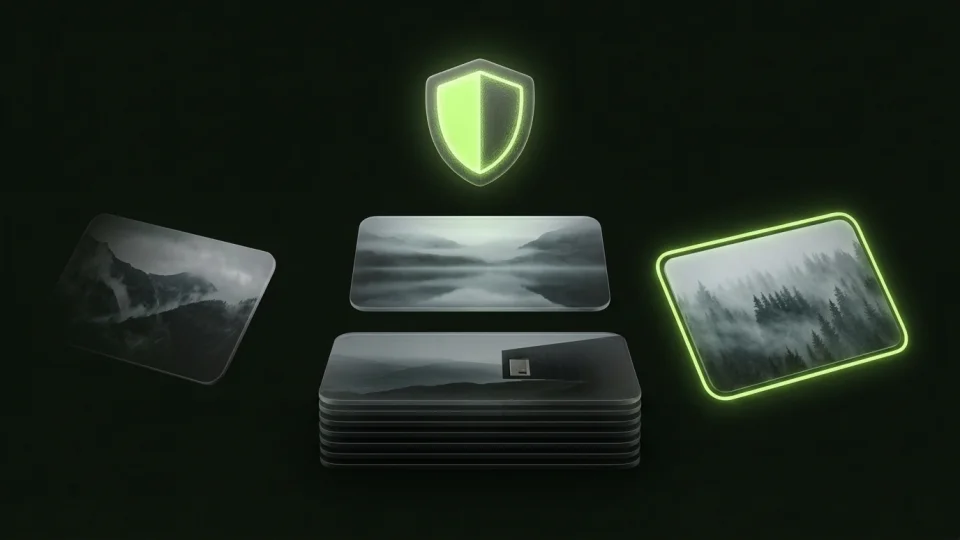 Swiping photo cards left to delete, right to keep, and up to vault on iPhone