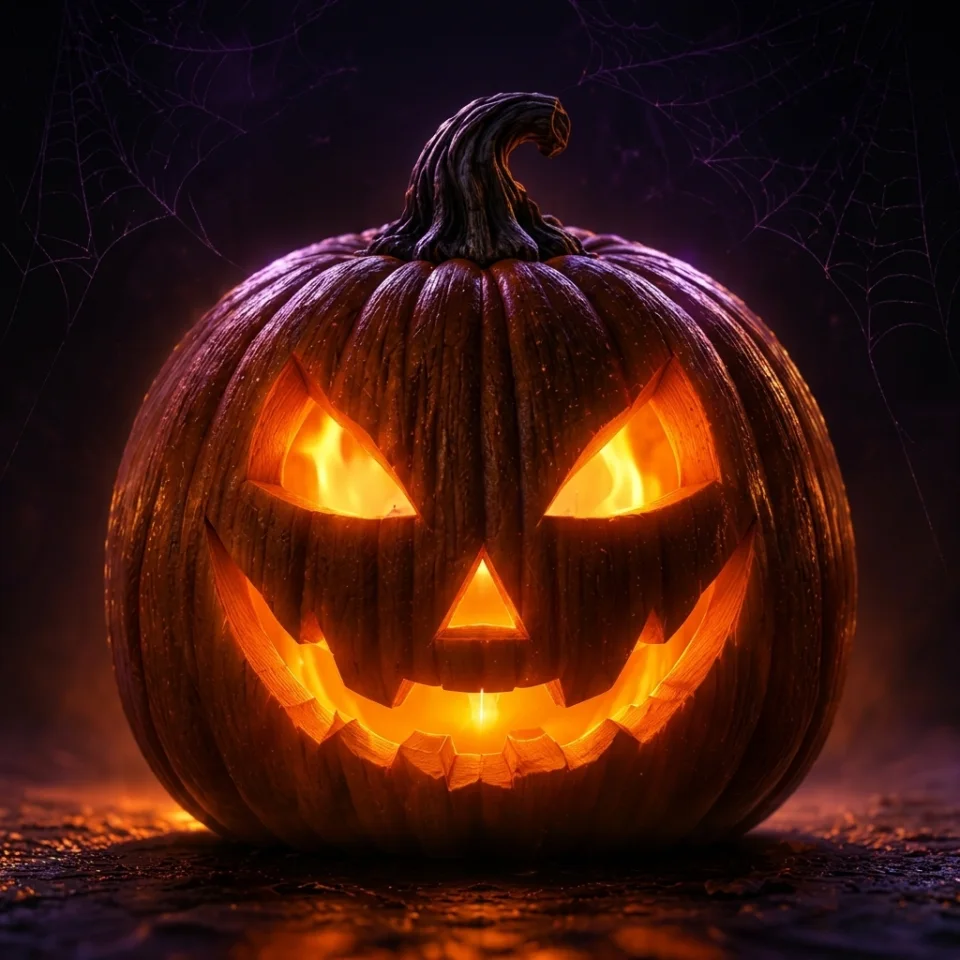 3D carved Jack-o'-Lantern lock background